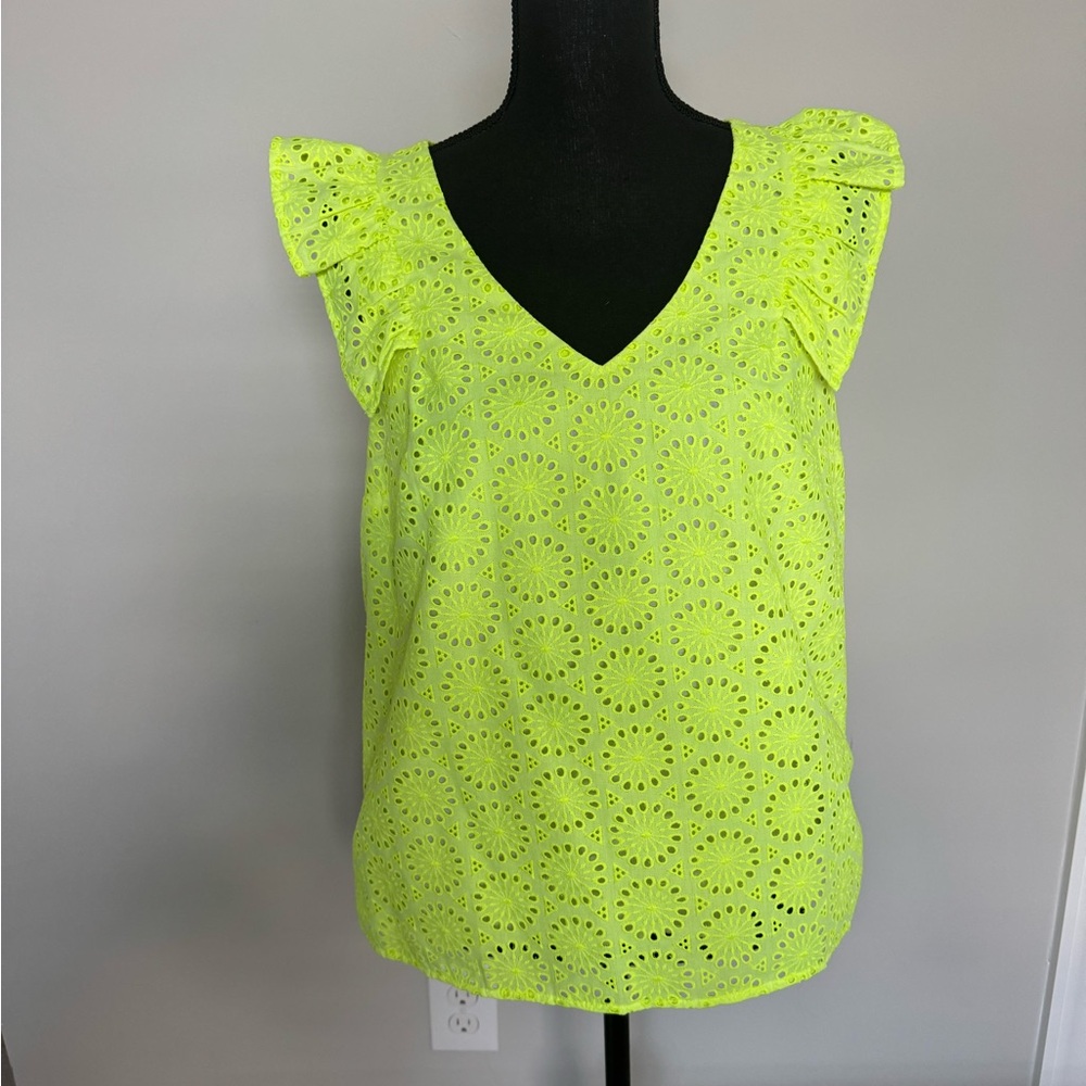 Lilly Pulitzer Lina Eyelet Top Prickly Pear Sz M